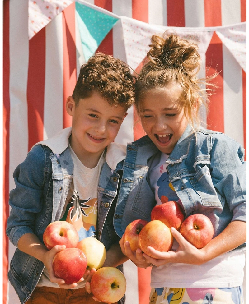 Deux par Deux Boy Denim Jacket With French Terry Hood White And Denim Blue - Toddler|Child