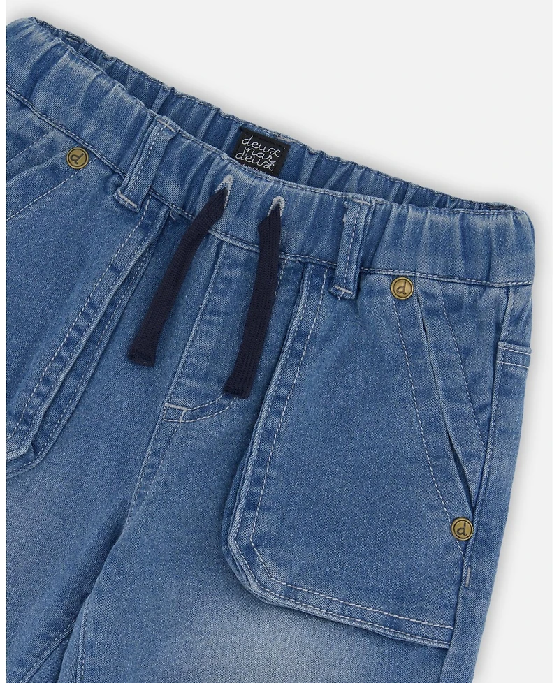 Deux par Toddler Boys French Terry Denim Jogger Pant Blue - Toddler|Child