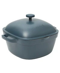 Crock-Pot Northvale Cast Aluminum Lightweight Durable 5.2 Quart Heavy Duty Dutch Oven Pot With Lid, Safe, Dual Handles - Matte Blue