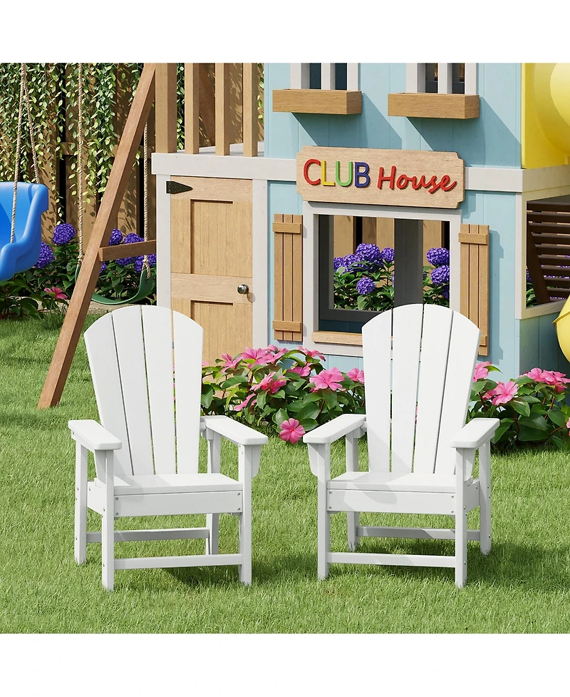 Kids Outdoor Adirondack Plastic Patio Chair (Set of