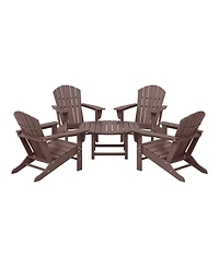 5-Piece Outdoor Patio Hdpe Adirondack Chair With Round Coffee Table Conversation Set