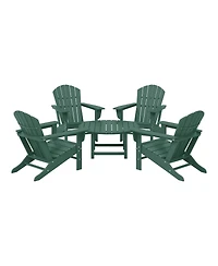 5-Piece Outdoor Patio Hdpe Adirondack Chair With Round Coffee Table Conversation Set