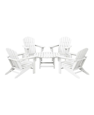 5-Piece Outdoor Patio Hdpe Adirondack Chair With Round Coffee Table Conversation Set