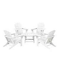 5-Piece Outdoor Patio Hdpe Adirondack Chair With Round Coffee Table Conversation Set