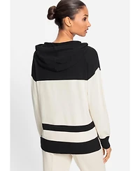 Olsen Women's Block Striped Sweater Hoodie
