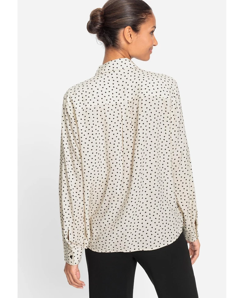 Olsen Women's Heart Print Button Front Shirt