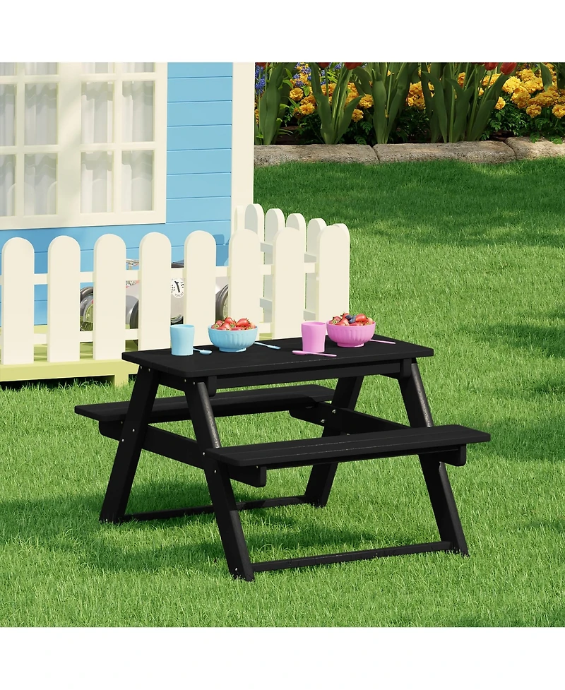 Outdoor Patio Kids Hdpe Plastic Picnic Bench Table