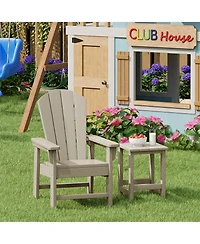 2-Piece Kids Outdoor Hdpe Adirondack Chair With Square Side Table Set