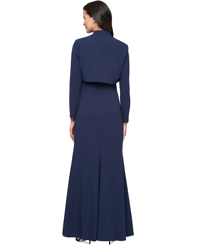 Alex Evenings Women's Rosette-Trim Bolero-Jacket Gown