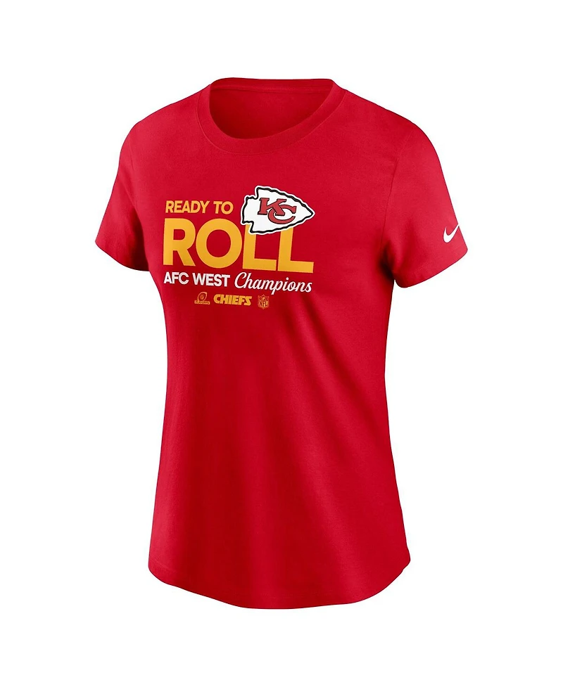 Nike Women's Red Kansas City Chiefs 2024 Afc West Division Champions Locker Room Trophy Collection T-Shirt