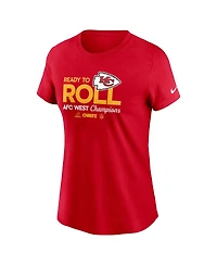 Nike Women's Red Kansas City Chiefs 2024 Afc West Division Champions Locker Room Trophy Collection T-Shirt