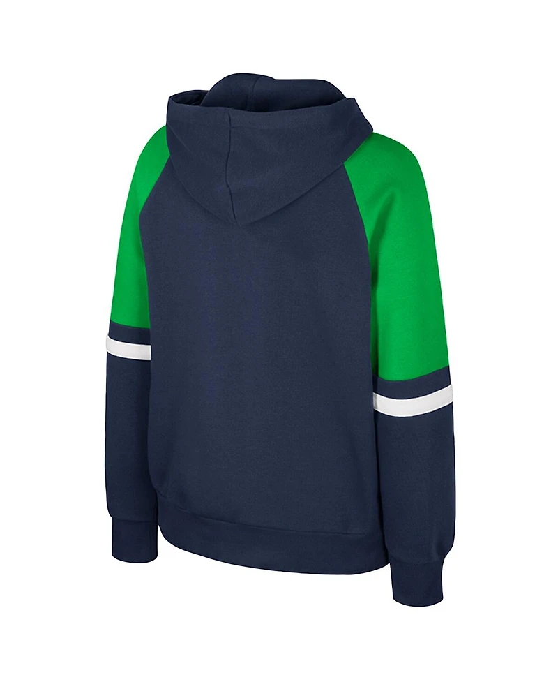 Colosseum Women's Navy Notre Dame Fighting Irish Oversized Colorblock Pullover Hoodie