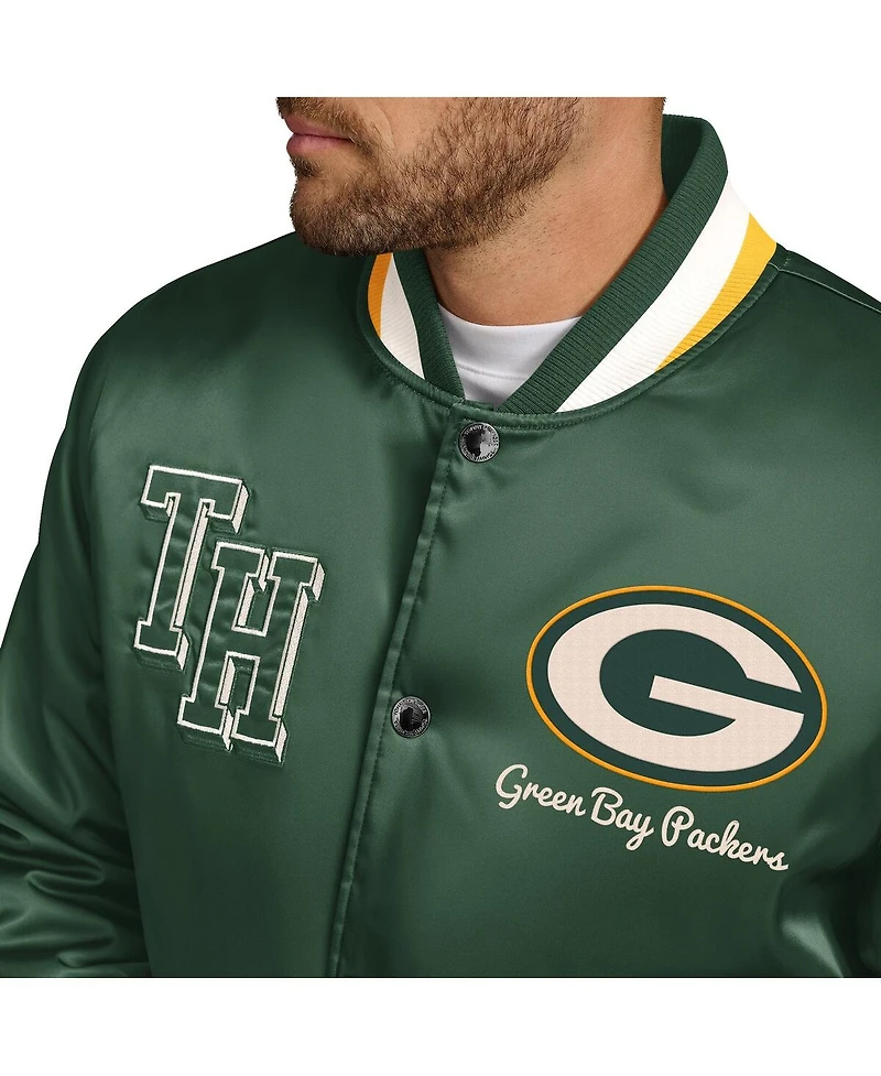 Tommy Hilfiger Men's Green Bay Packers Dante Full-Snap Satin Jacket