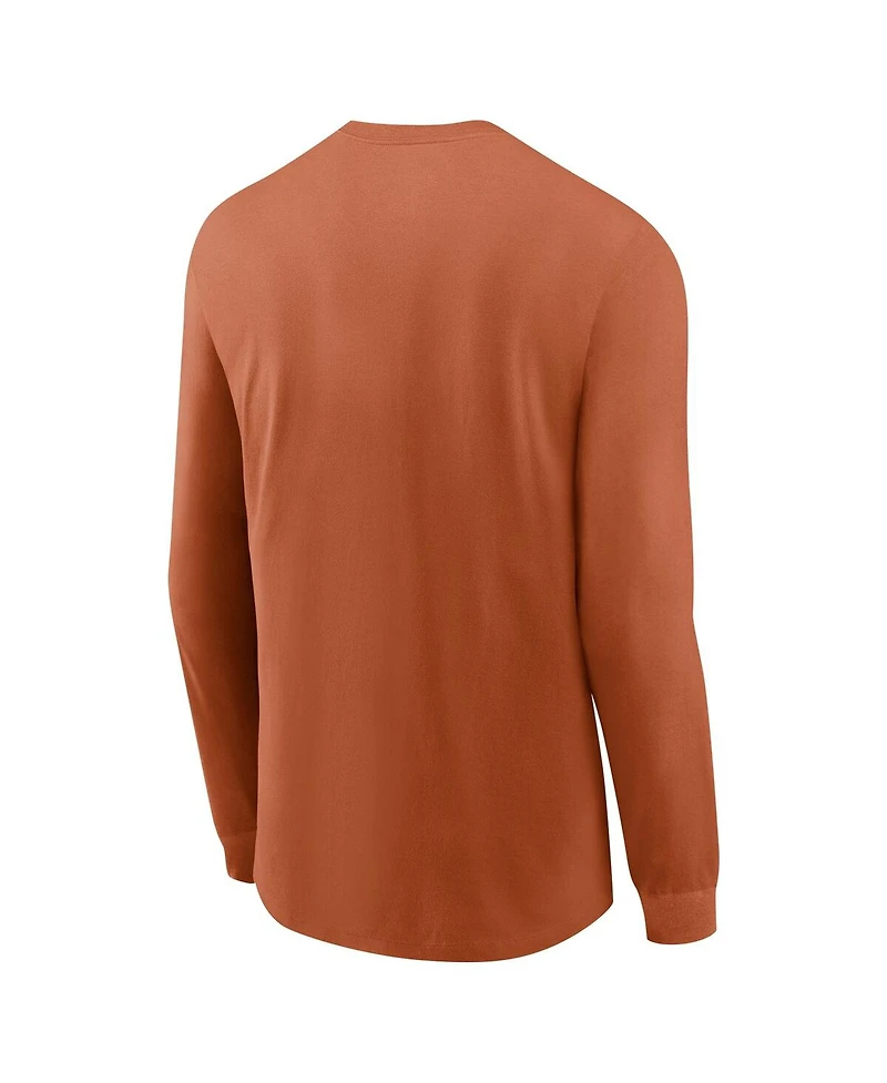 Nike Men's Texas Orange Longhorns Basketball Icon Two-Hit Long Sleeve T-Shirt
