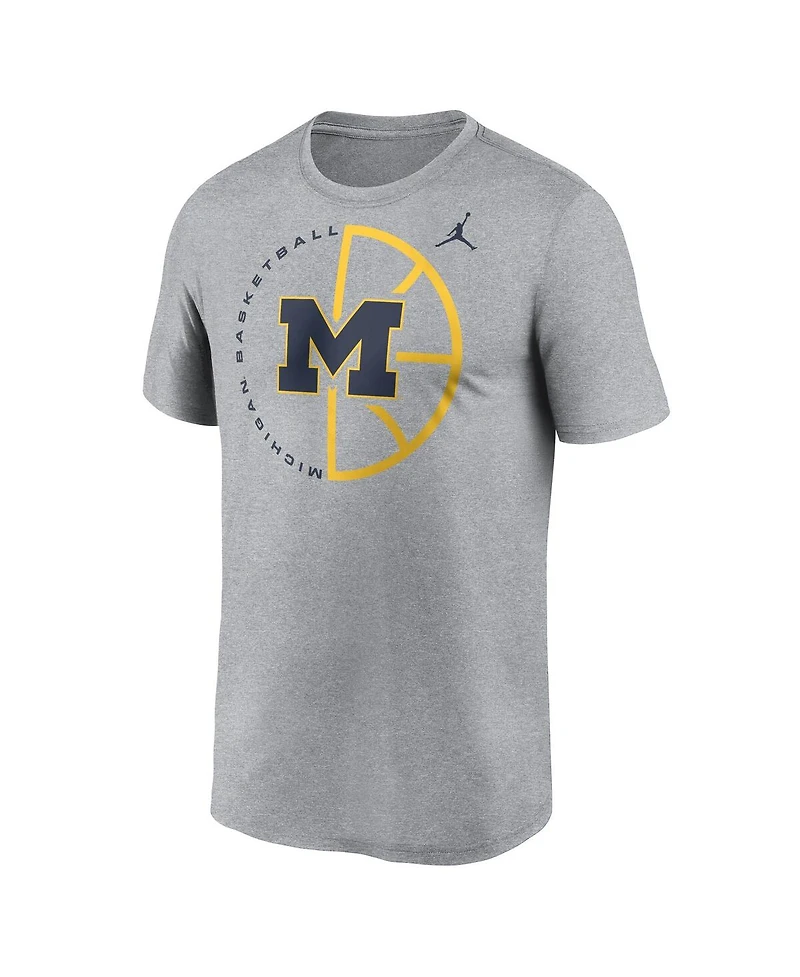 Jordan Men's Heather Gray Michigan Wolverines Legend Basketball Icon Performance T-Shirt