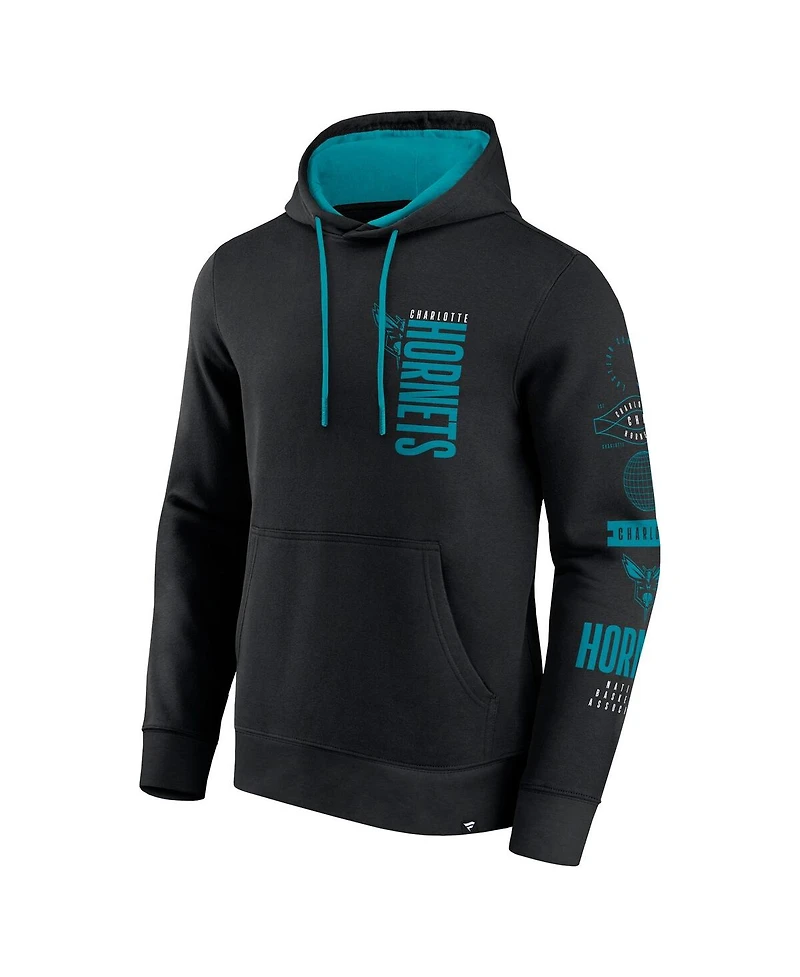 Fanatics Men's Black Charlotte Hornets Game Time Crossover Pullover Hoodie