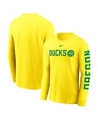 Nike Men's Yellow Oregon Ducks Basketball Icon Two-Hit Long Sleeve T-Shirt