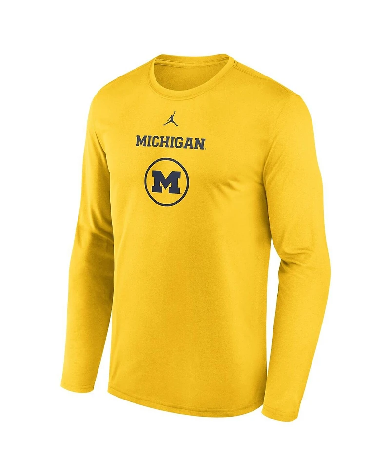 Jordan Men's Maize Michigan Wolverines 2024 On-Court Basketball Practice Legend Performance Long Sleeve T-Shirt