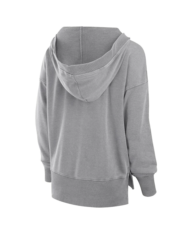 Fanatics Women's Heather Gray Cleveland Browns Initiative Snow Wash French Terry V-Neck Pullover Hoodie