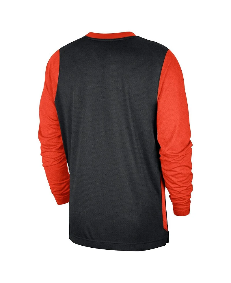 Nike Men's Black/Orange Detroit Pistons 2024/25 City Edition Authentic Pregame Performance Long Sleeve Shooting T-Shirt