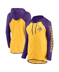 Fanatics Women's Gold/Purple Minnesota Vikings Script Full-Zip Hoodie