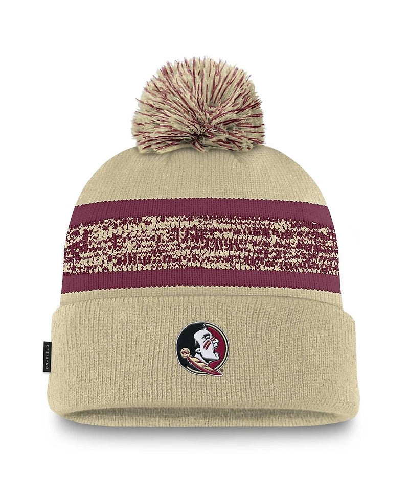 Nike Men's Gold Florida State Seminoles On-Field Peak Cuffed with Pom Knit Hat