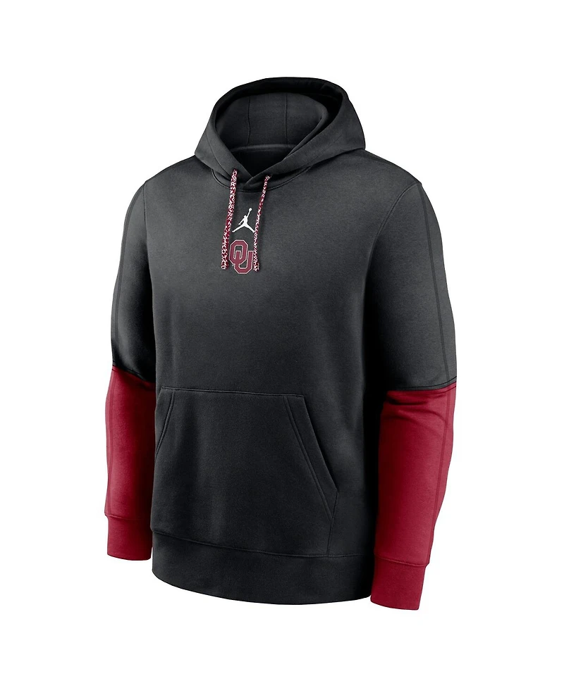 Jordan Men's Black/Crimson Oklahoma Sooners 2024 Sideline Club Pullover Hoodie