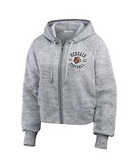 Wear by Erin Andrews Women's Heather Gray Cincinnati Bengals Speckled Fleece Cropped Full-Zip Hoodie