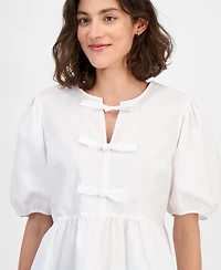 Nautica Jeans Women's Cotton Bow-Front Peplum Top
