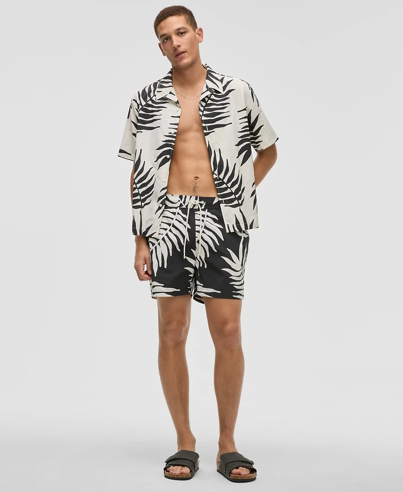 Mode of One Men's Large Palm Regular-Fit Printed 5" Swim Trunks, Exclusively at Macy's