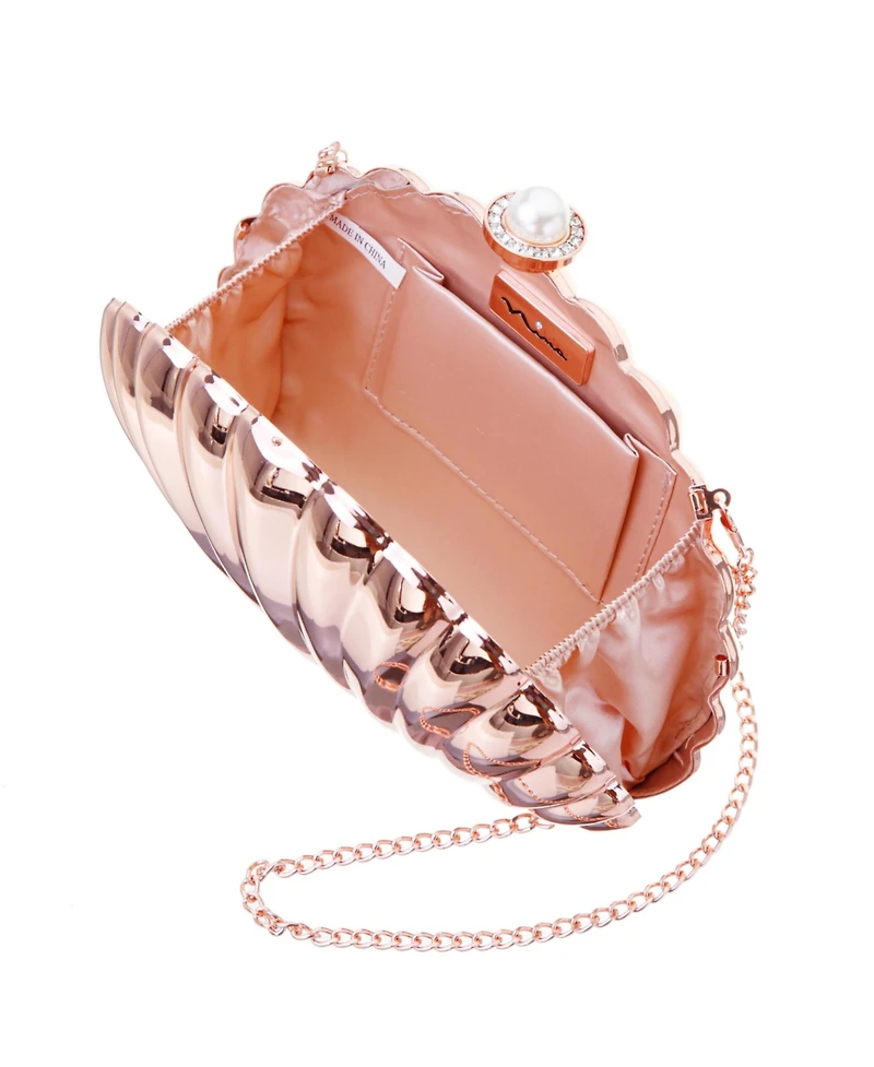 Nina Seashell Metal Minaudiere Clutch
