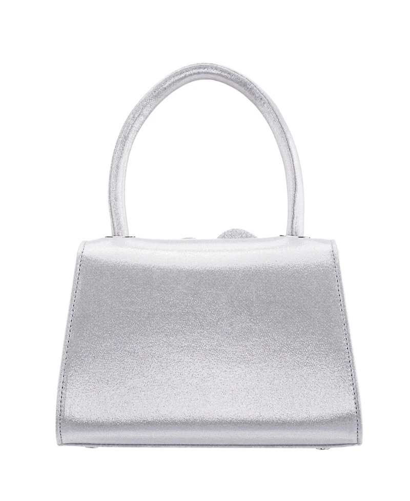 Nina Crystal Flower Embellished Metallic Satchel Bag
