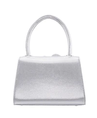 Nina Crystal Flower Embellished Metallic Satchel Bag