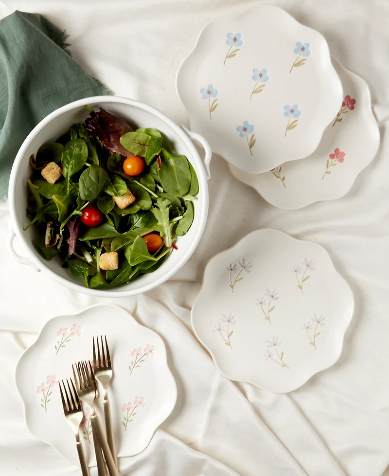 Haven Floral Scalloped Salad Plates, Set of 4