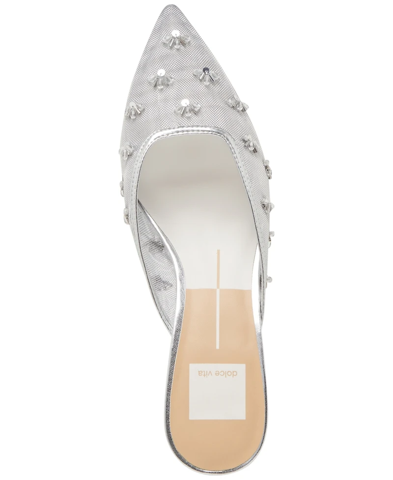Dolce Vita Women's Clara Embellished Mesh Pointed-Toe Heeled Mules