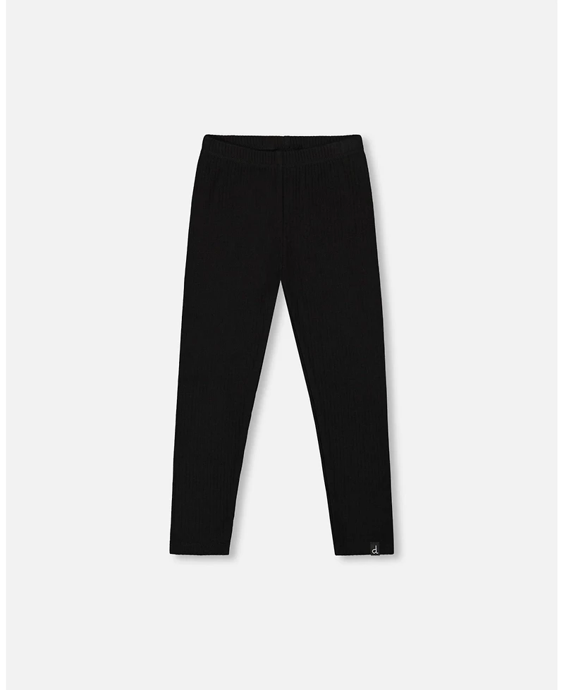 Deux par Deux Toddler Girls Ribbed Leggings Black - Toddler|Child