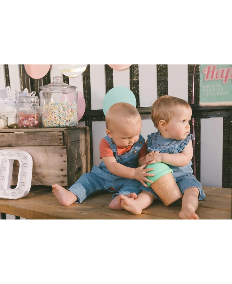 Deux par Deux Baby Boys Light Soft Denim Overalls Jeans Blue