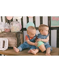 Deux par Deux Baby Boys Light Soft Denim Overalls Jeans Blue