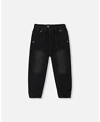 Deux par Toddler Boys French Terry Denim Jogger Pant Black Jeans - Toddler|Child