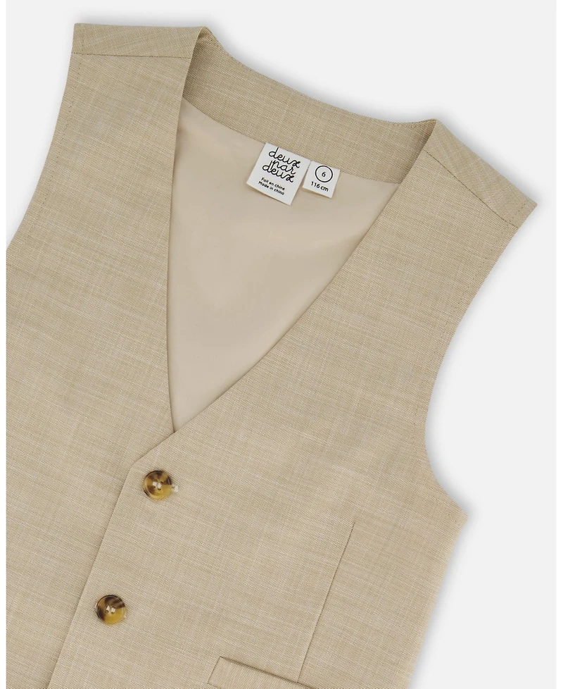 Deux par Deux Big Boys Sleeveless Vest Light Taupe