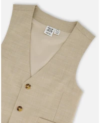 Deux par Deux Big Boys Sleeveless Vest Light Taupe
