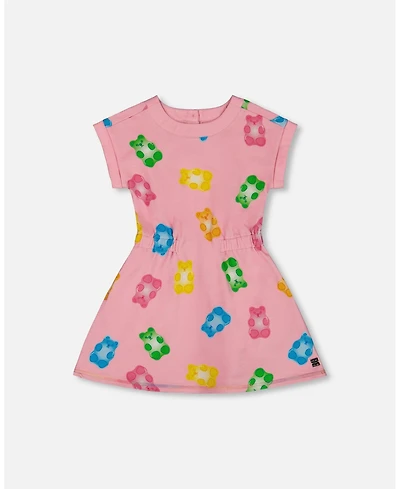 Deux par Deux Big Girls Printed French Terry Dress Pink Multicolored Gummies