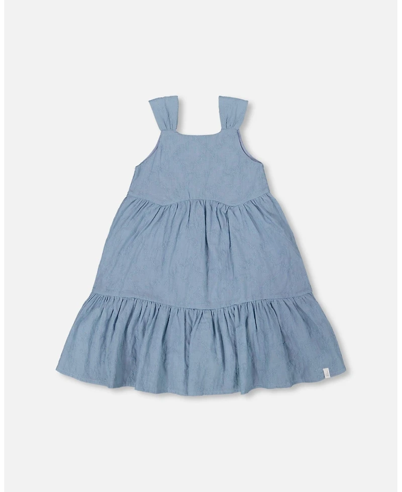 Deux par Deux Toddler Girls Multi-Tiered Eyelet Dress Gray Blue - Toddler|Child