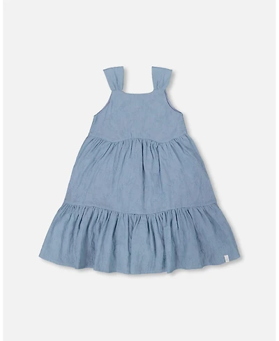 Deux par Deux Toddler Girls Multi-Tiered Eyelet Dress Gray Blue - Toddler|Child