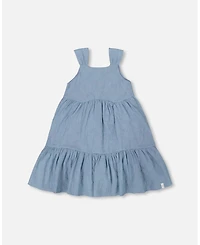 Deux par Deux Toddler Girls Multi-Tiered Eyelet Dress Gray Blue - Toddler|Child