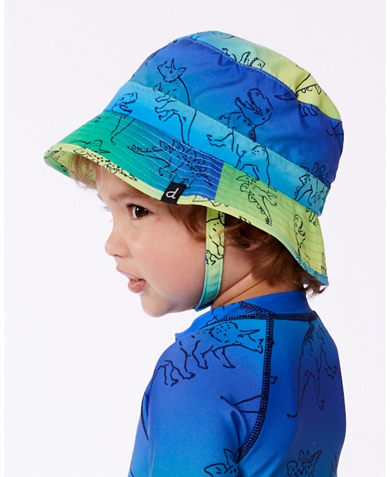 Deux par Deux Baby Boys Printed Beach Hat Vibrant Blue And Green Dino