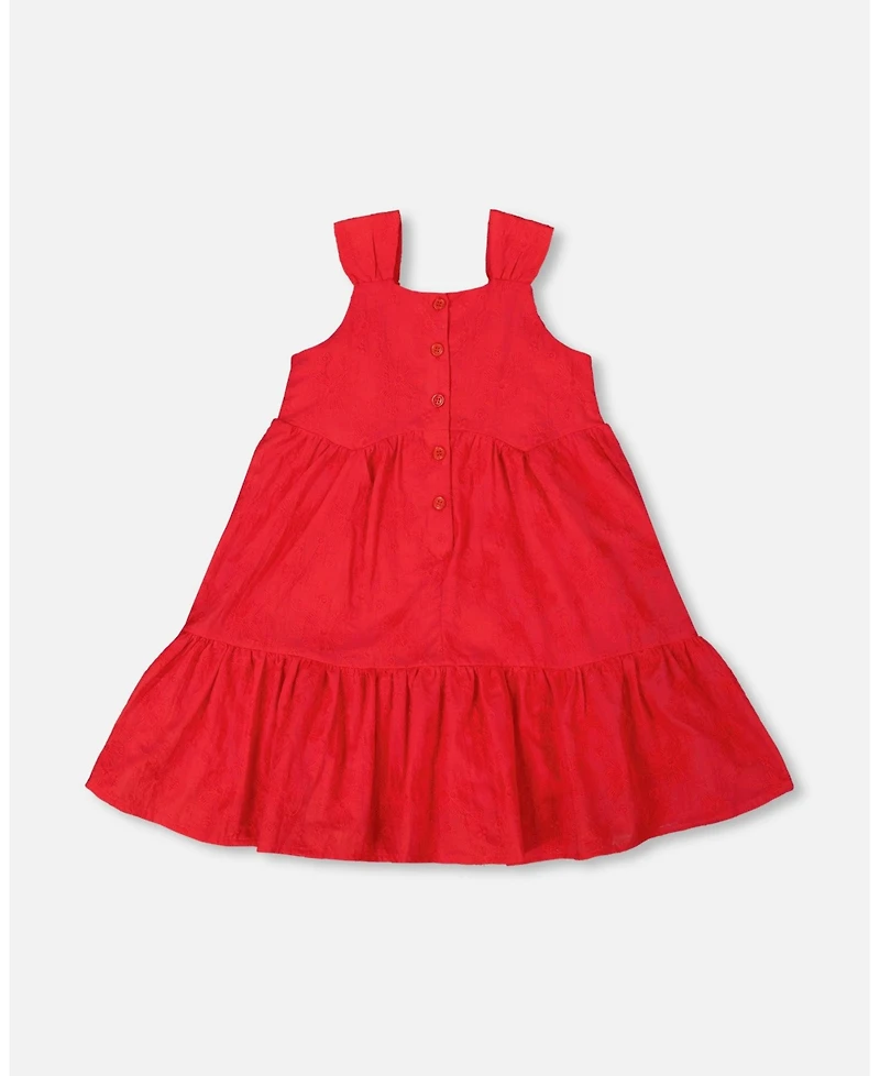 Deux par Deux Toddler Girls Multi-Tiered Eyelet Dress Red - Toddler|Child