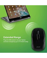 acer Rf Wireless Mouse M501 (Black), Works with Chromebook, with Usb Plug and Play for Right/Left Handed Users (for Chromebooks, Windows Pc & Mac