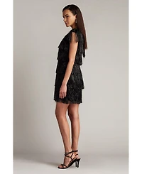 Tadashi Shoji Spritz Metallic Fringe Mini Dress