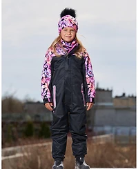 Deux par Deux Toddler Girls Mid-Season One-Piece Outerwear Black With Pink And Orange Flowers - Toddler|Child